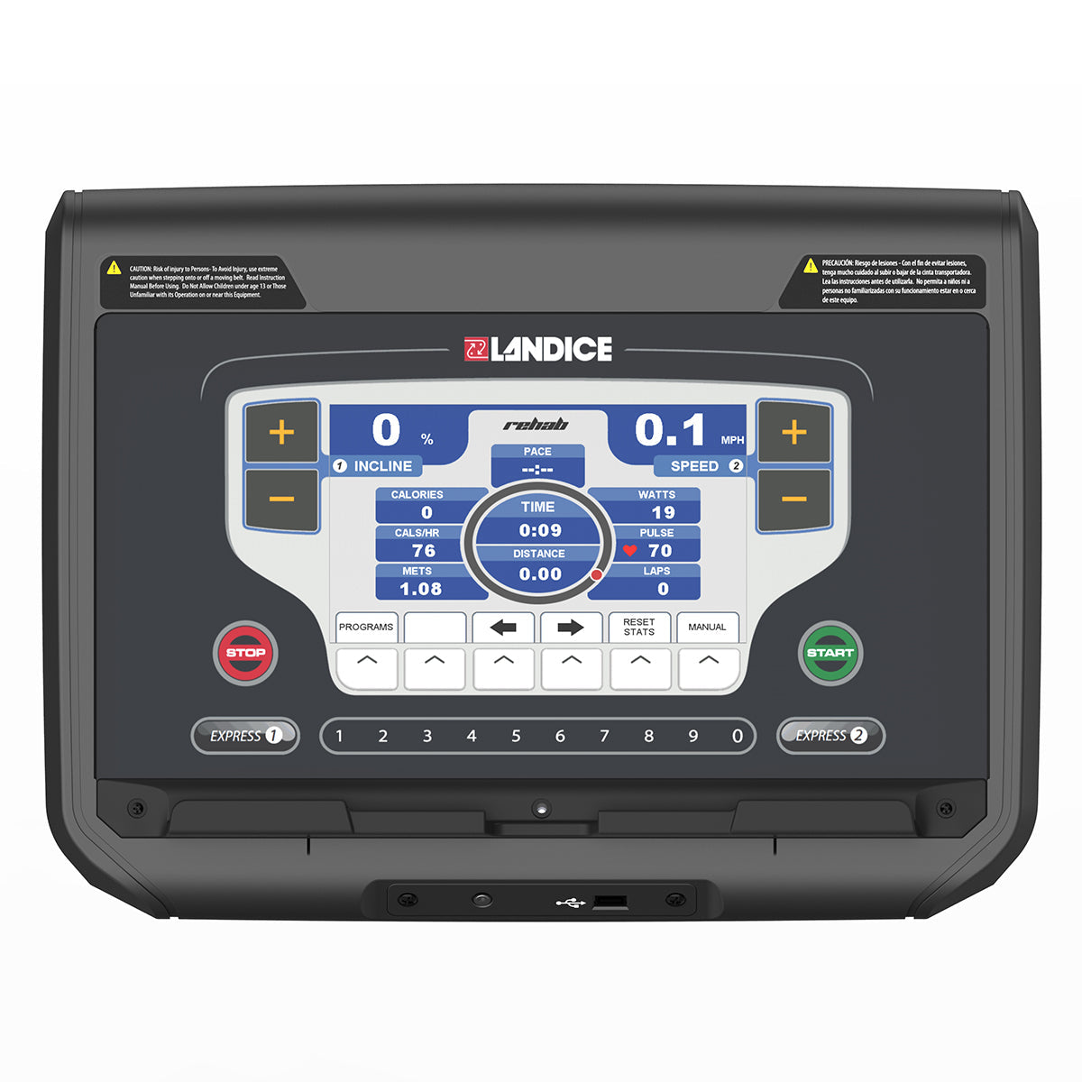 Landice L7 Rehab treadmill console